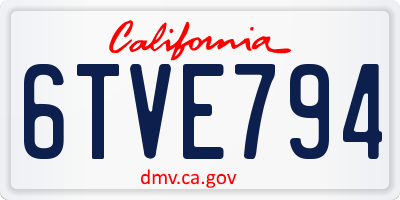 CA license plate 6TVE794