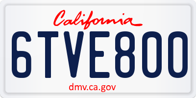 CA license plate 6TVE800