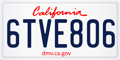 CA license plate 6TVE806