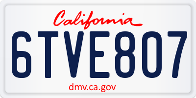 CA license plate 6TVE807