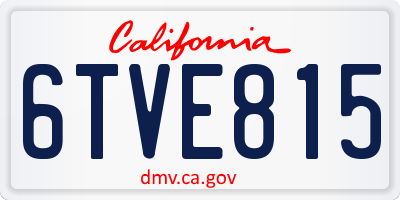 CA license plate 6TVE815