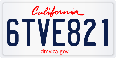 CA license plate 6TVE821