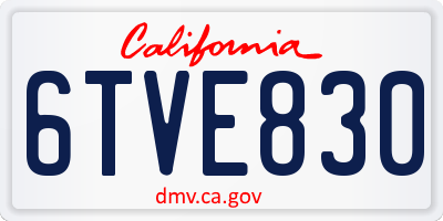 CA license plate 6TVE830