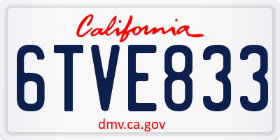 CA license plate 6TVE833