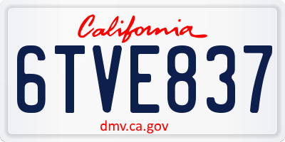CA license plate 6TVE837
