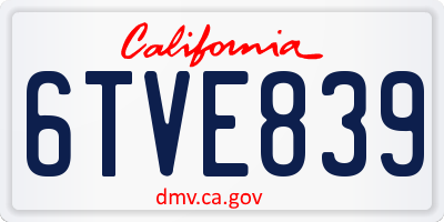 CA license plate 6TVE839