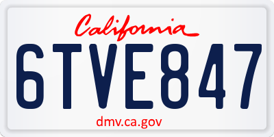 CA license plate 6TVE847