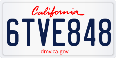 CA license plate 6TVE848