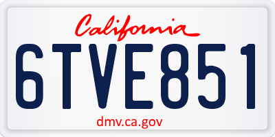 CA license plate 6TVE851