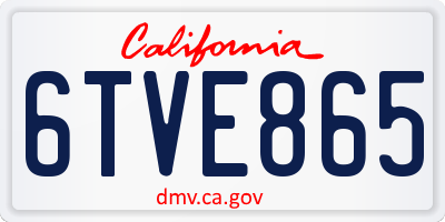 CA license plate 6TVE865