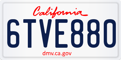 CA license plate 6TVE880