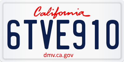 CA license plate 6TVE910