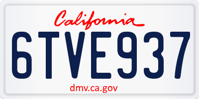 CA license plate 6TVE937