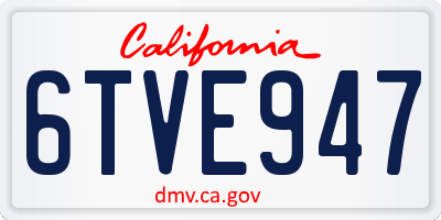 CA license plate 6TVE947