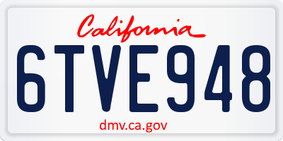 CA license plate 6TVE948