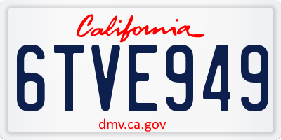 CA license plate 6TVE949