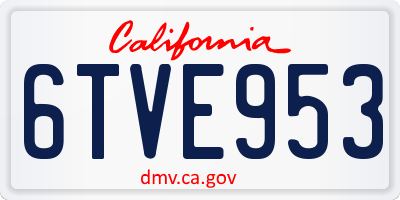 CA license plate 6TVE953