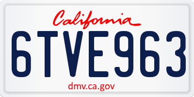 CA license plate 6TVE963