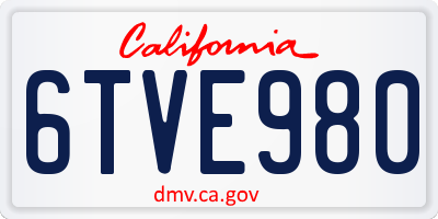 CA license plate 6TVE980