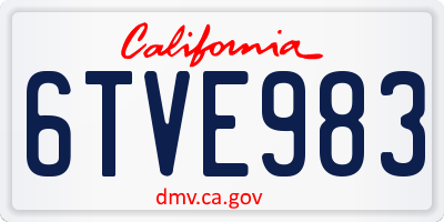 CA license plate 6TVE983