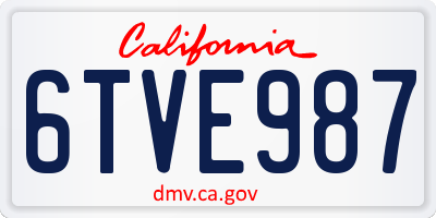 CA license plate 6TVE987