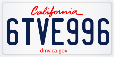 CA license plate 6TVE996