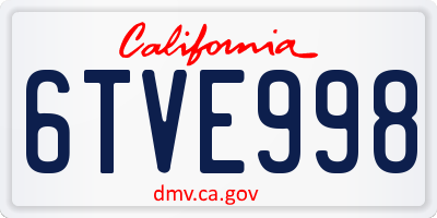CA license plate 6TVE998