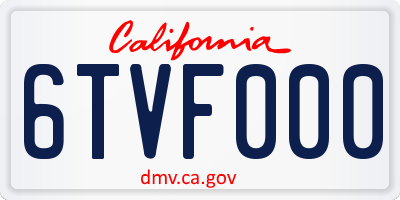 CA license plate 6TVF000