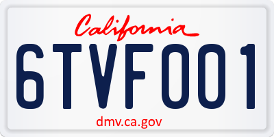 CA license plate 6TVF001