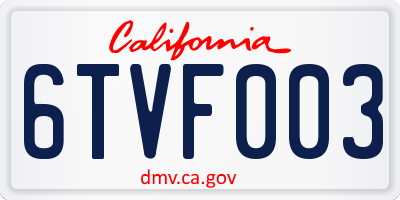 CA license plate 6TVF003