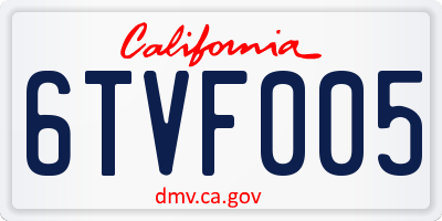 CA license plate 6TVF005