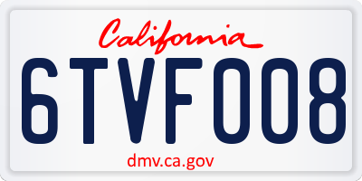 CA license plate 6TVF008