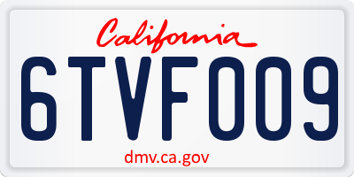 CA license plate 6TVF009