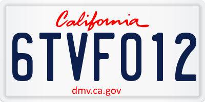 CA license plate 6TVF012