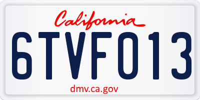 CA license plate 6TVF013