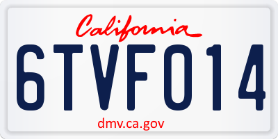 CA license plate 6TVF014