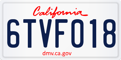 CA license plate 6TVF018