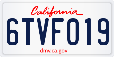 CA license plate 6TVF019