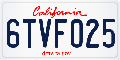 CA license plate 6TVF025