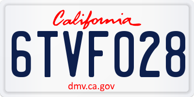 CA license plate 6TVF028