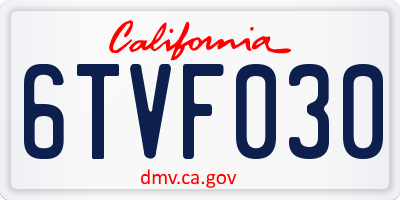 CA license plate 6TVF030