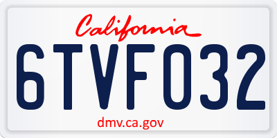 CA license plate 6TVF032
