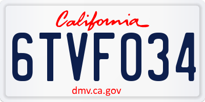 CA license plate 6TVF034