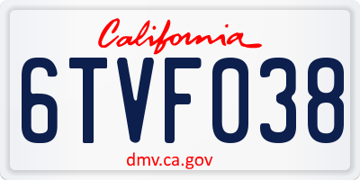 CA license plate 6TVF038