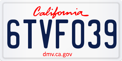 CA license plate 6TVF039