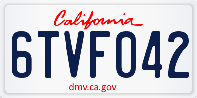 CA license plate 6TVF042