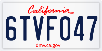 CA license plate 6TVF047