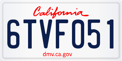 CA license plate 6TVF051