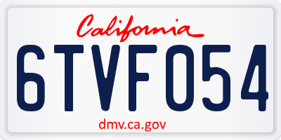 CA license plate 6TVF054