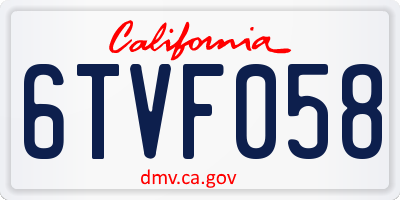 CA license plate 6TVF058